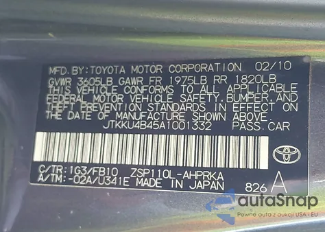 2010 Scion Xd from USA, damaged, VIN JTKKU4B45A1001332